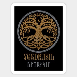 Yggdrasil Norse Tree of Life Pagan Viking Mythology Futhark Runes Magnet